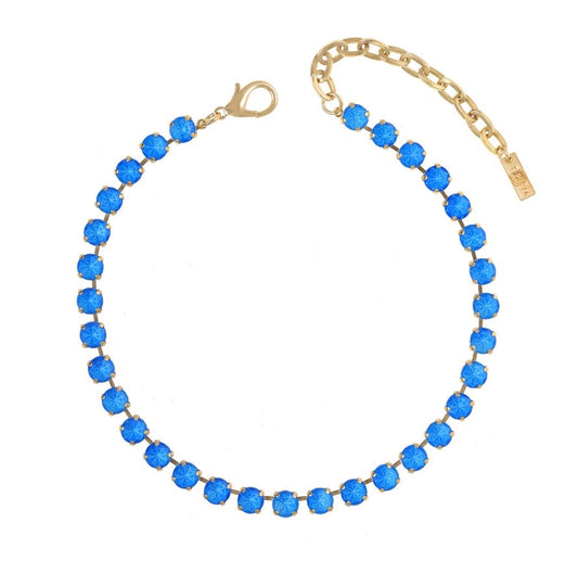 Oakland Antique Gold Neon Necklace- Blue