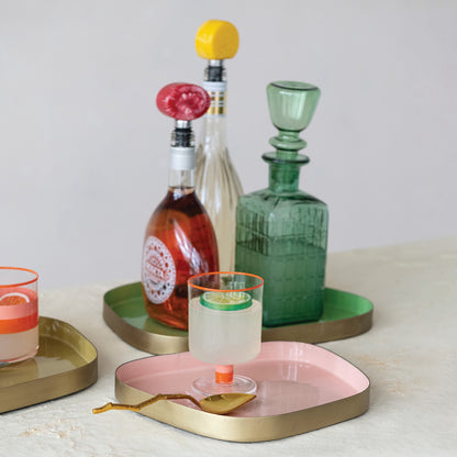 Pink + Green + Olive Enameled Trays, 3 Options