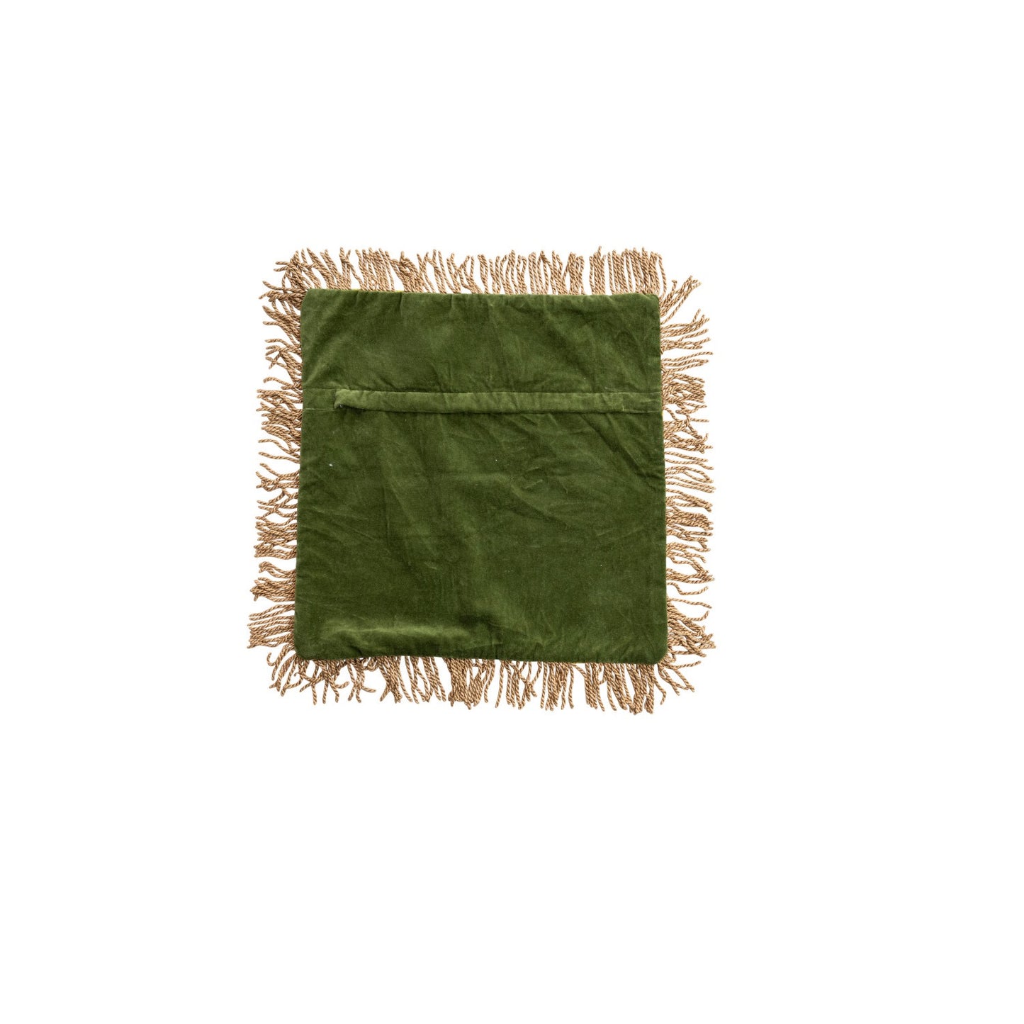 18" Vintage Jacquard & Velvet Throw Pillow with Bullion Fringe