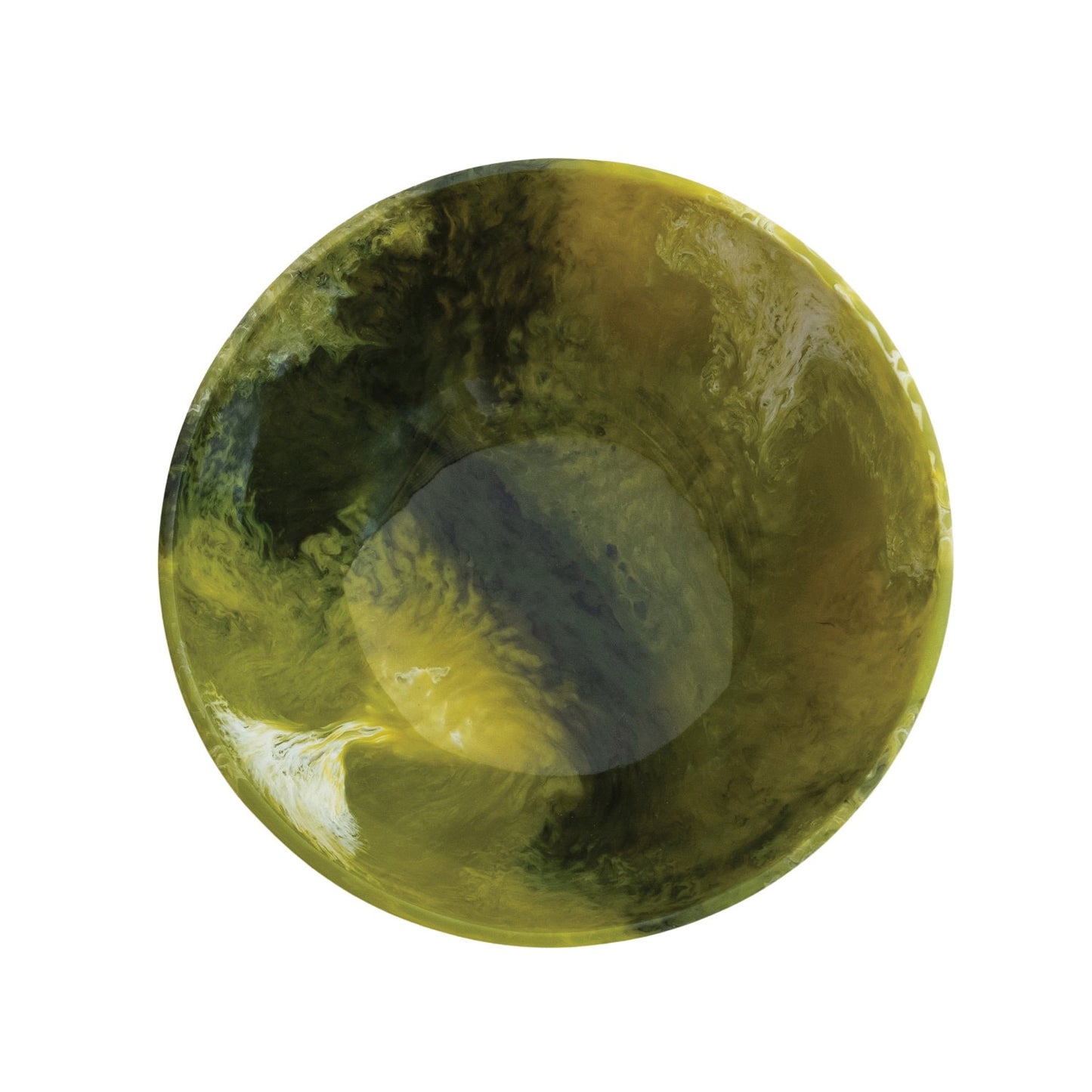 Green Marbled Resin Footed Bowl with Gold Finish Metal Wrap (Each One Will Vary)