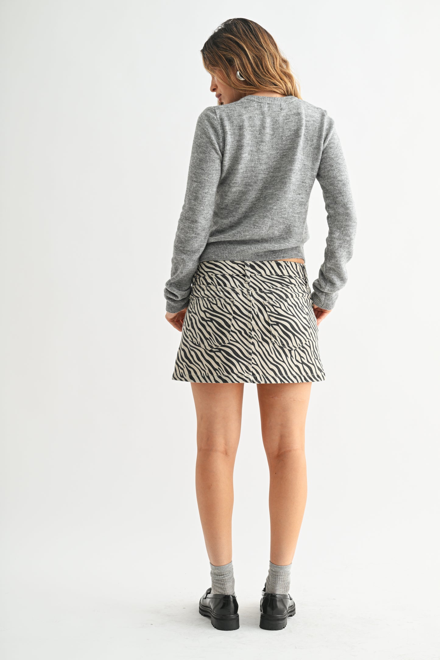 Zebra Denim Mini Skirt