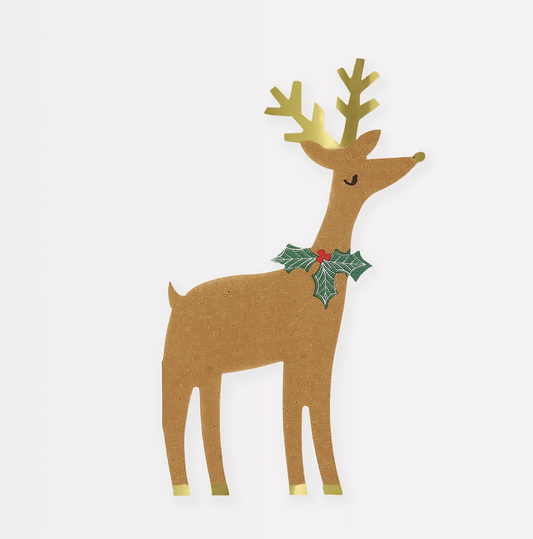 Reindeer with Holly Napkins 16ct