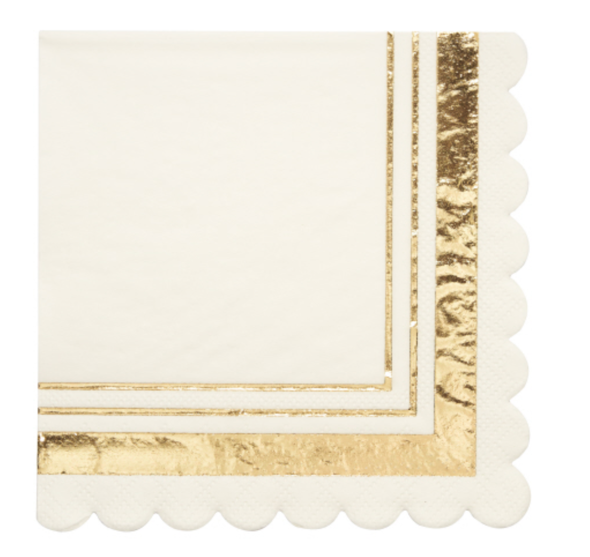 Gold & White Scalloped Cocktail Napkins 20ct