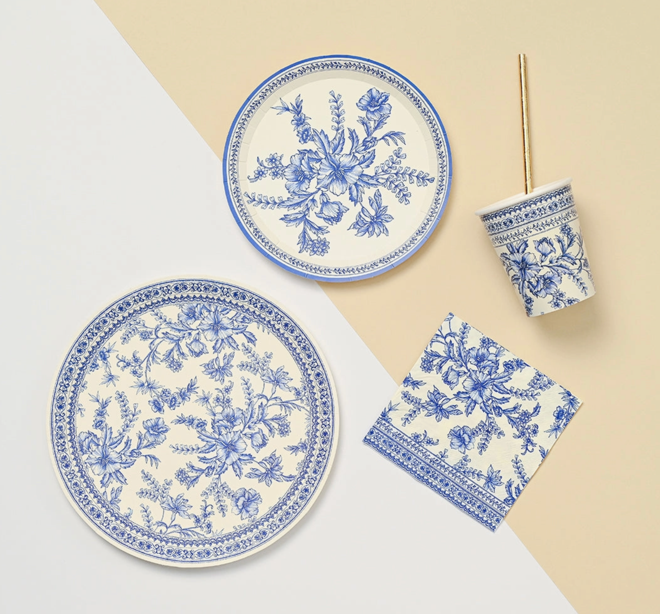 French Blue Toile Small Side Plates- 10ct