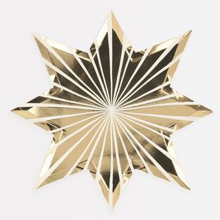 Meri Meri Gold Stripe Star Plates 8ct