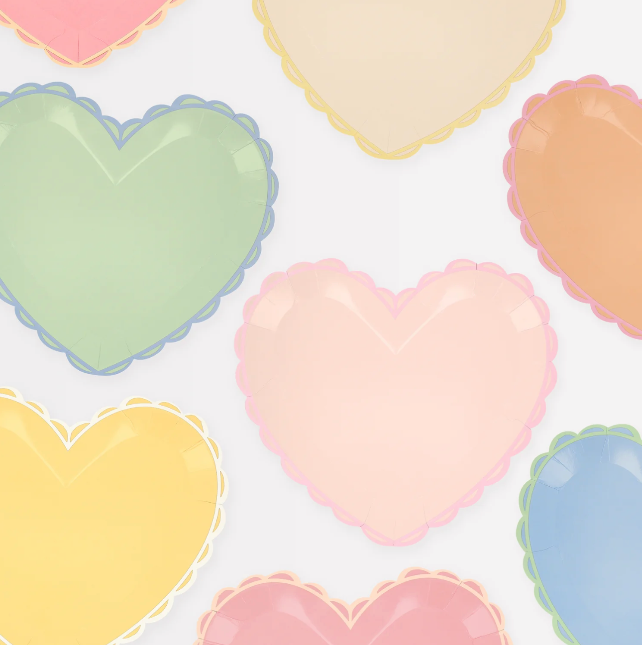 Meri Meri Pastel Heart Large Plates 8ct