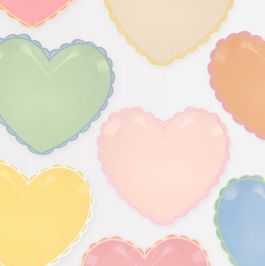 Meri Meri Pastel Heart Large Plates 8ct