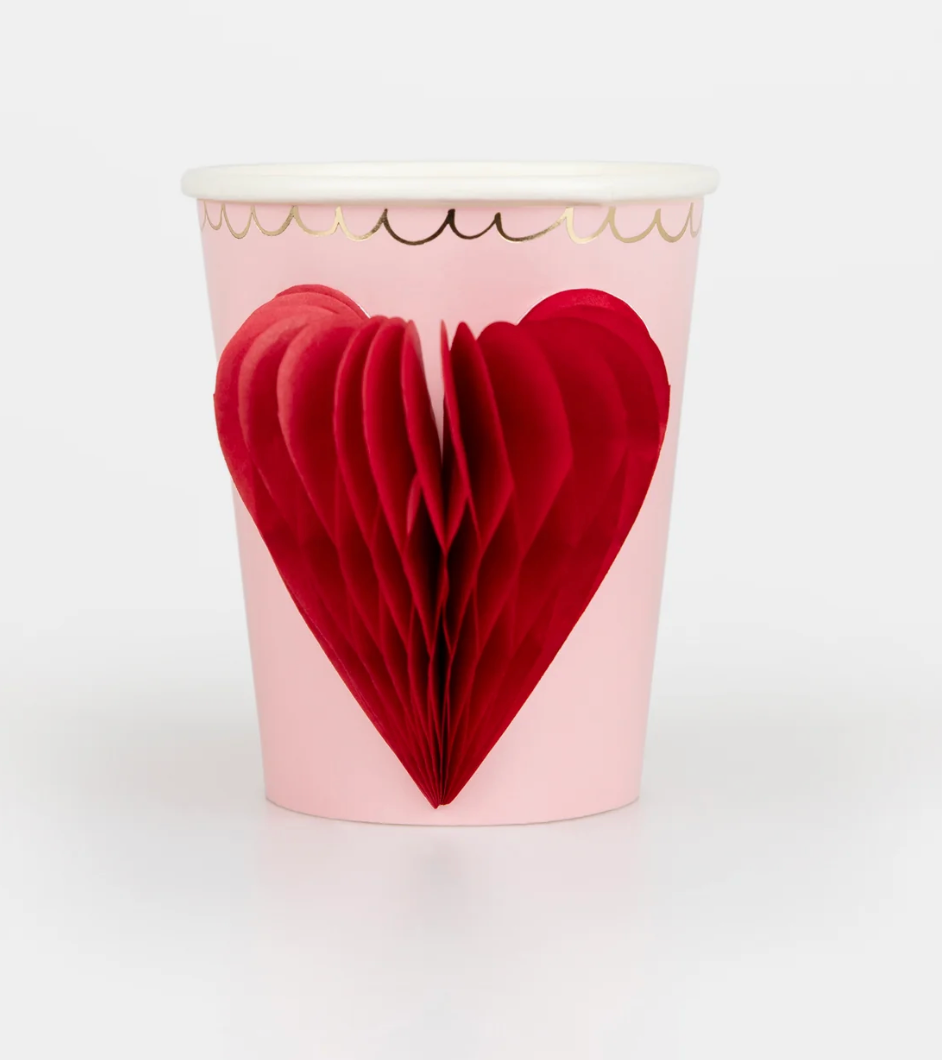 Meri Meri Honeycomb Heart Cups 8ct