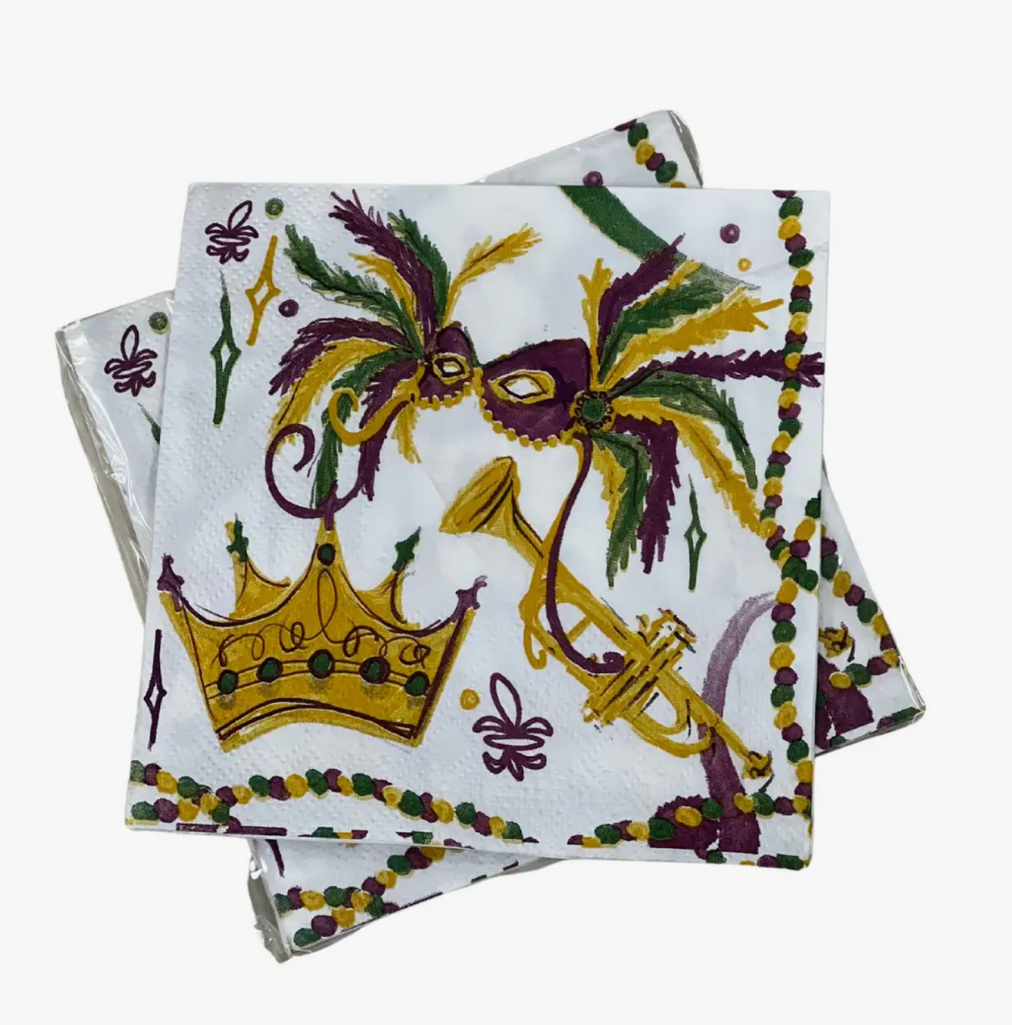 Cocktail Napkin - Mardi Gras Crown Mask