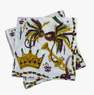 Cocktail Napkin - Mardi Gras Crown Mask