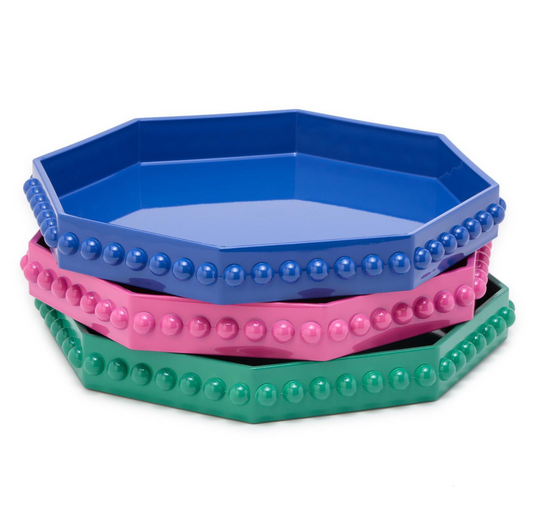 Octagonal Enameled Tray, 3 Colors
