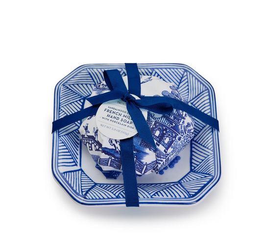 Blue Willow Soap + Porcelain Tray