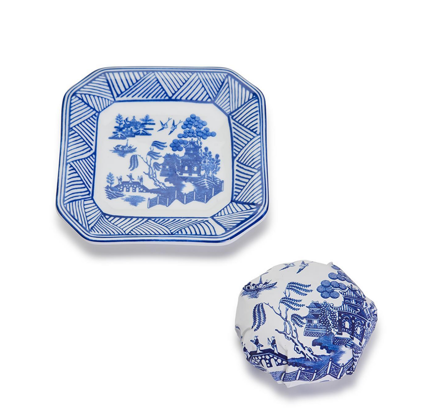Blue Willow Soap + Porcelain Tray