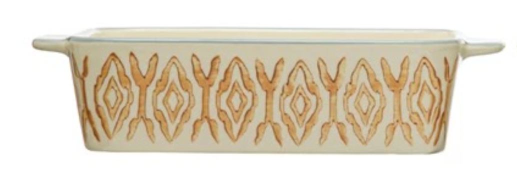 Stoneware Hand-Stamped Baker, 4 Styles