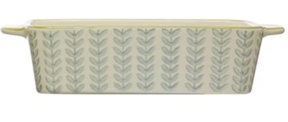 Stoneware Hand-Stamped Baker, 4 Styles