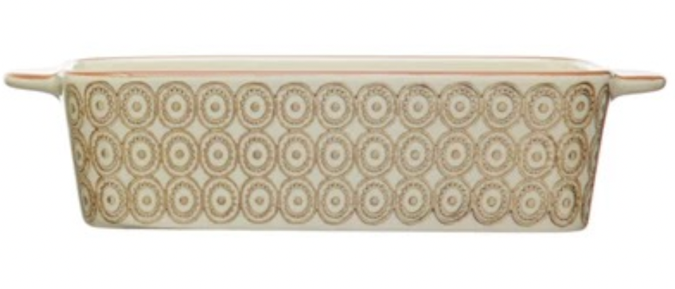 Stoneware Hand-Stamped Baker, 4 Styles