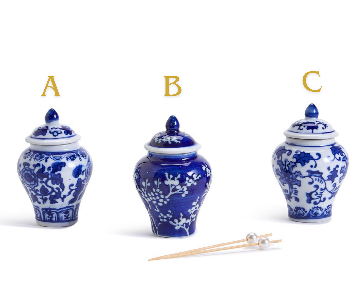 Mini Ginger Jar + 20 Pearl Food Picks, 3 Styles