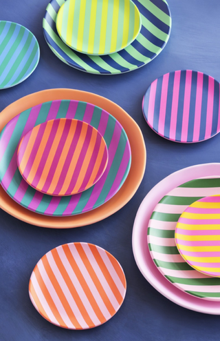 Glitterville Supper Stripes Melamine Dessert Plates- 16 Colors