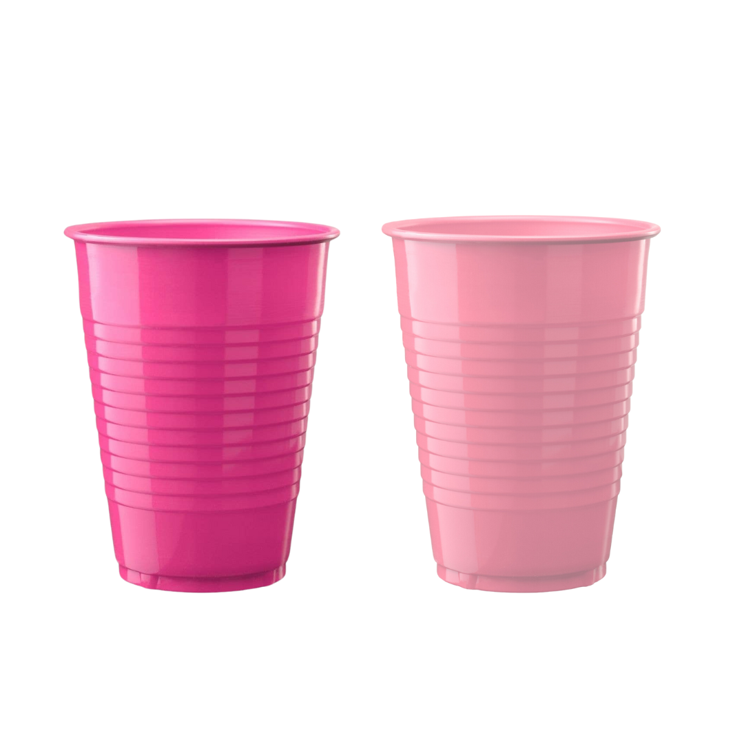 12 Oz. Hot Pink & Light Pink Plastic Cups - 50 Ct.