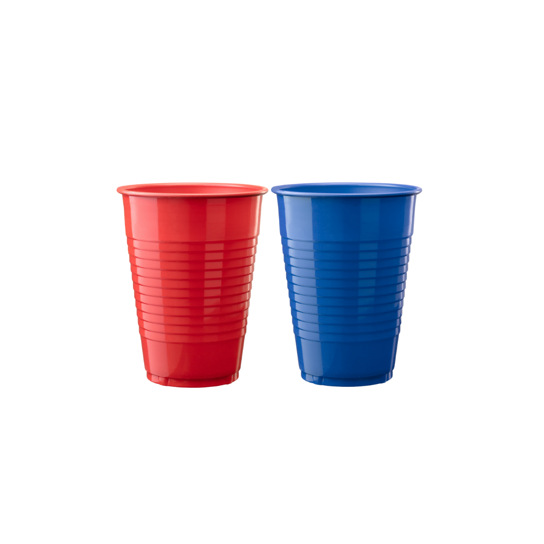 Royal Blue & Red 12oz Plastic Cups