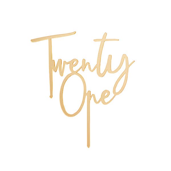 Gold 'Twenty One' 21 Acrylic Cake Topper