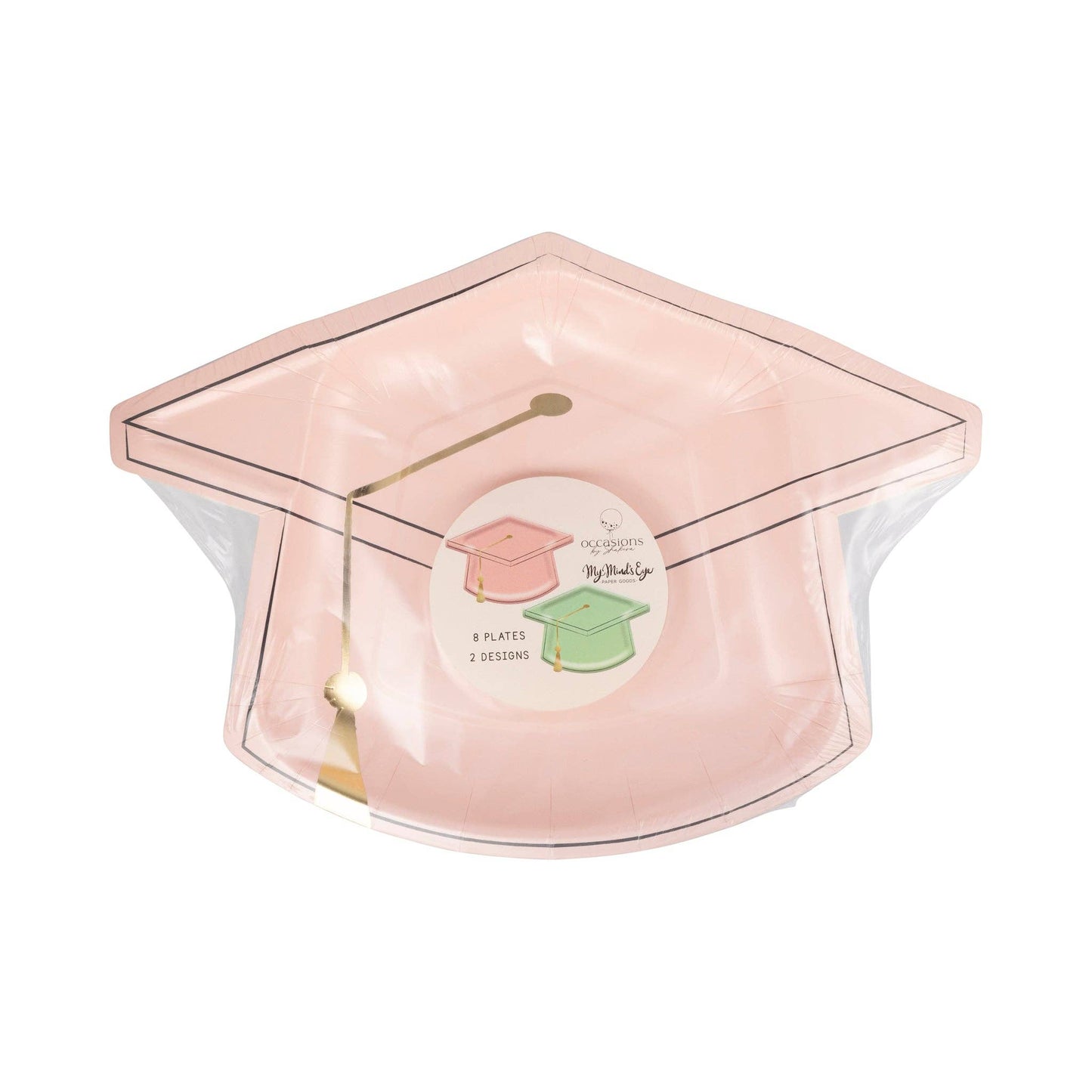 Pink & Turquoise Graduation Cap Plates 8ct