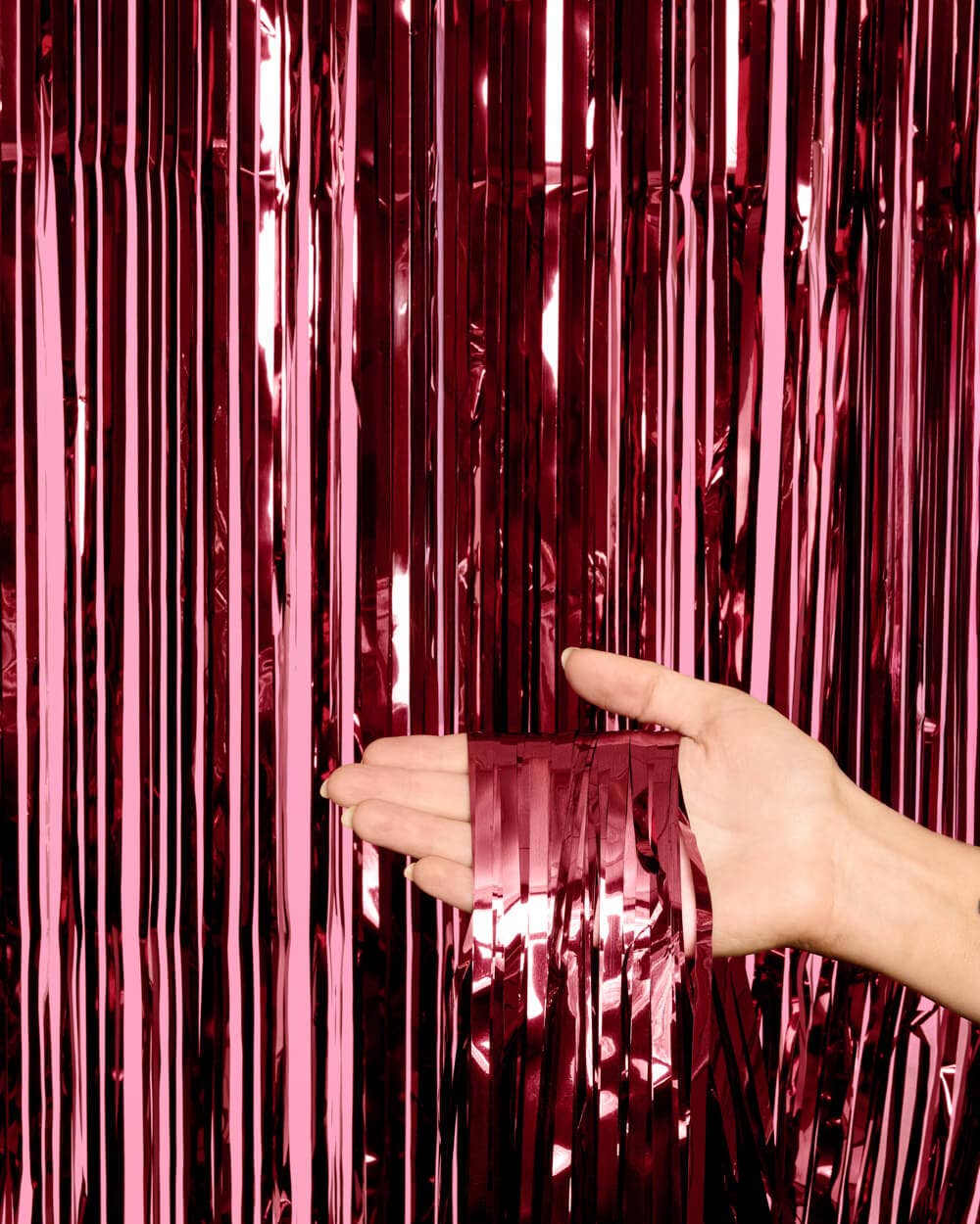 Maroon Fringe Curtains | 2-Pack Party Backdrop, Tinsel