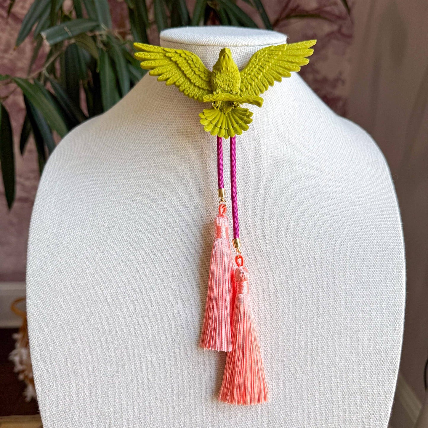 Eagle Bolo Olive Green with Fuchsia & Peach