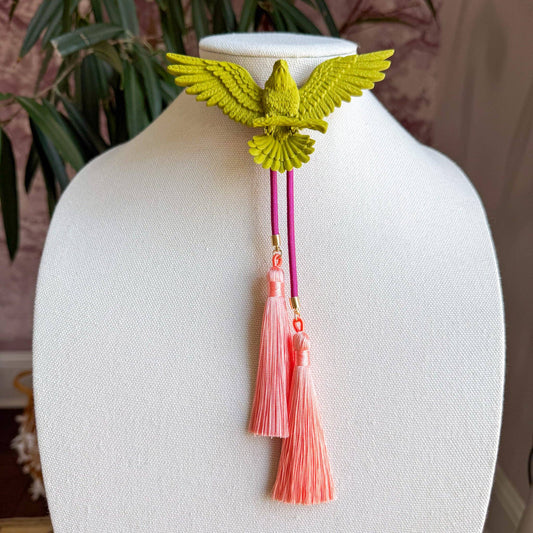 Eagle Bolo Olive Green with Fuchsia & Peach