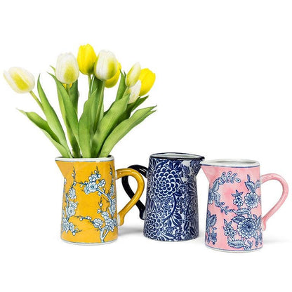 Small Floral Jug-7"H(22oz): Pink