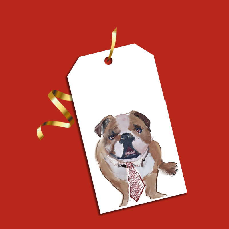 Bulldog Wearing a Necktie Gift Tags 6ct