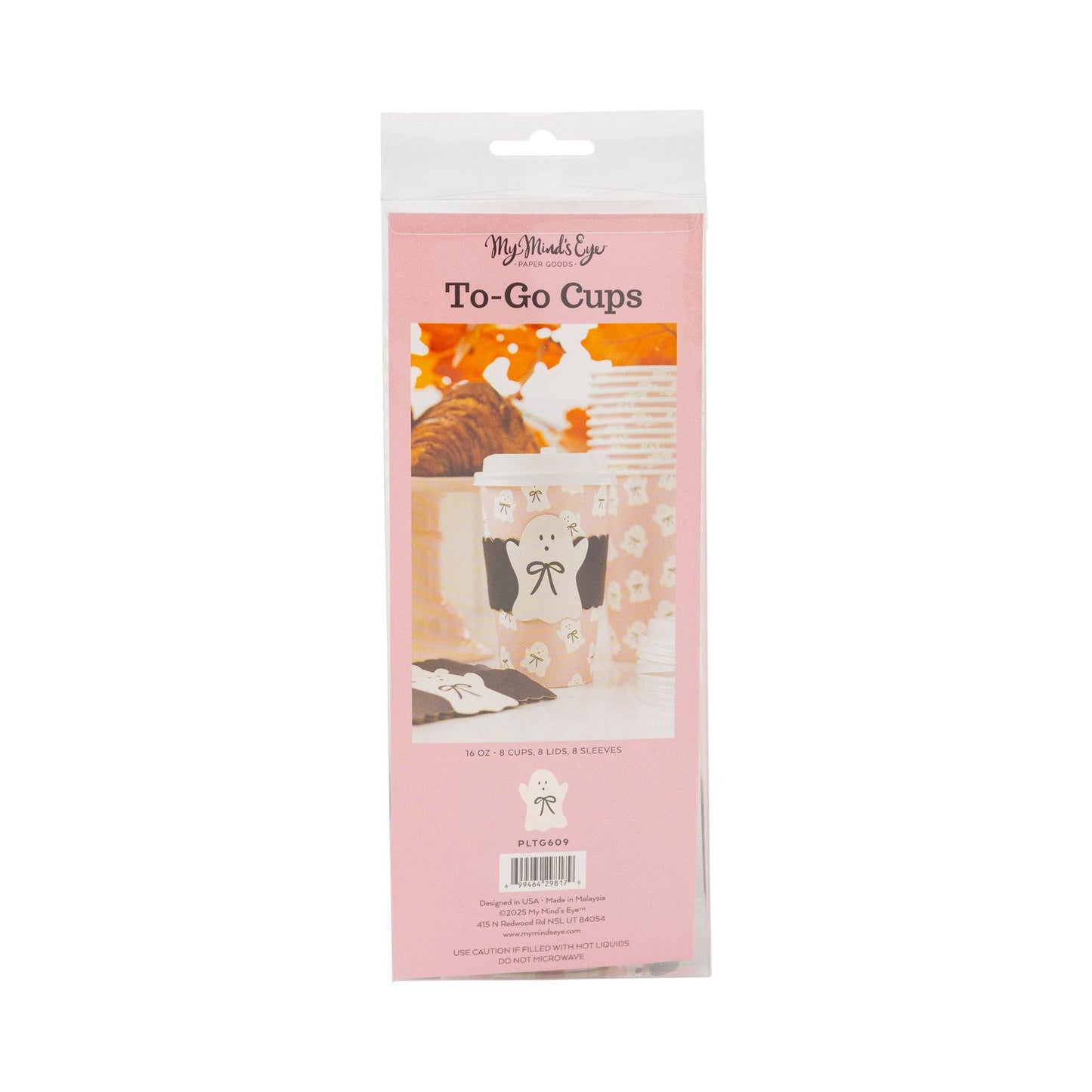 Bow Ghosts To Go Cups 16oz, 8ct
