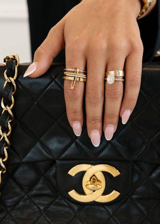 Charlie Ring, Mixed Metal Interlocking Rings- Size 8