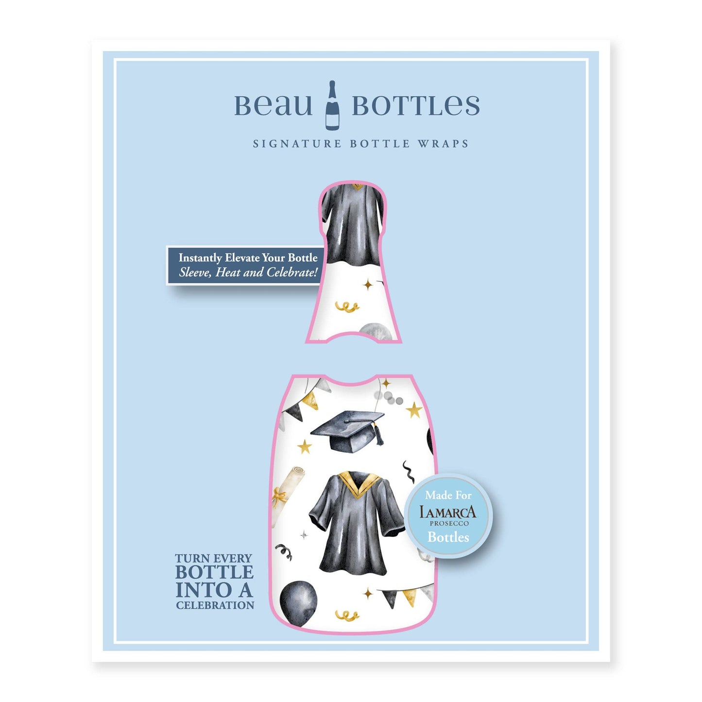 Beau Bottles Black and Gold Graduation - Prosecco Collection
