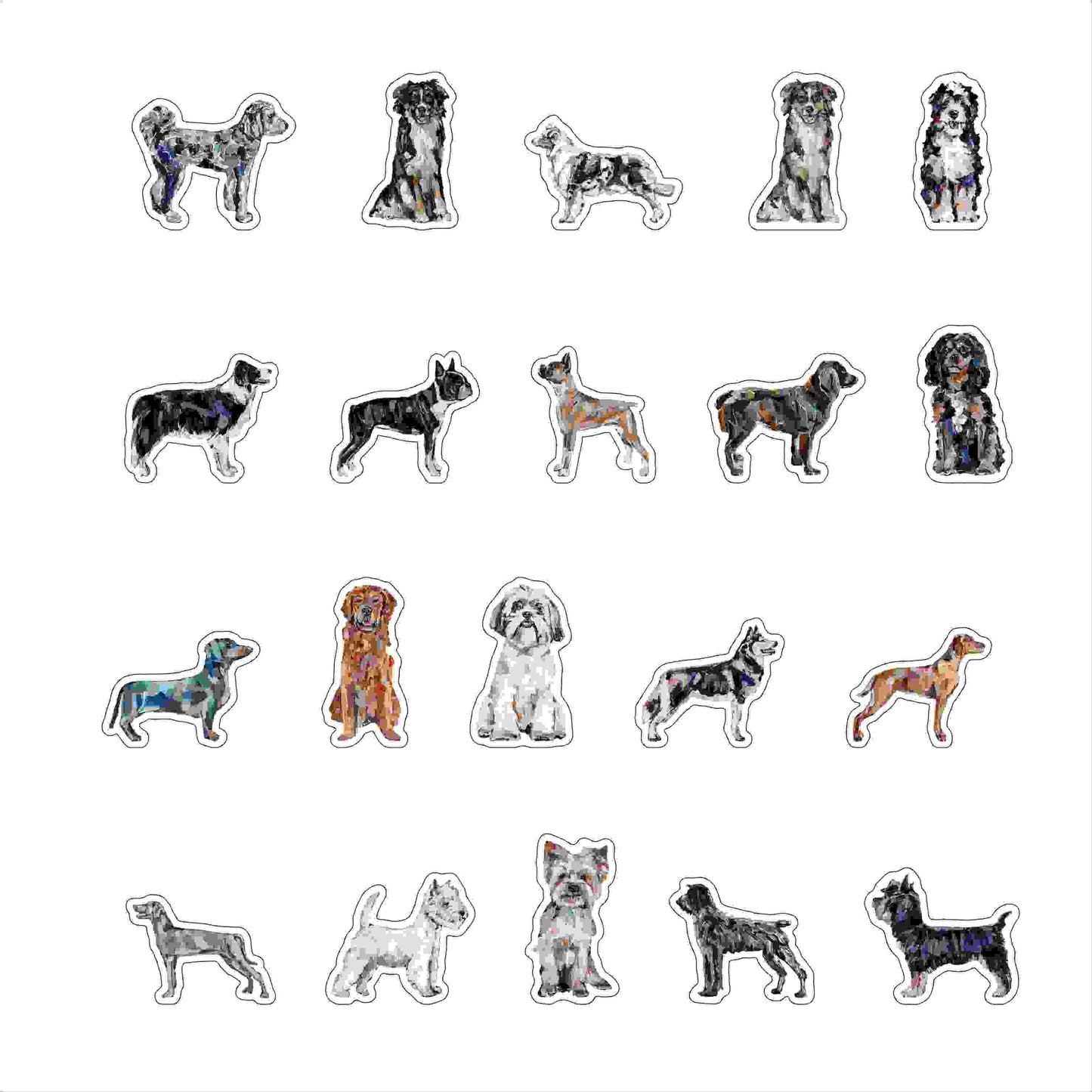 Different Dog Breeds: Acrylic Magnets