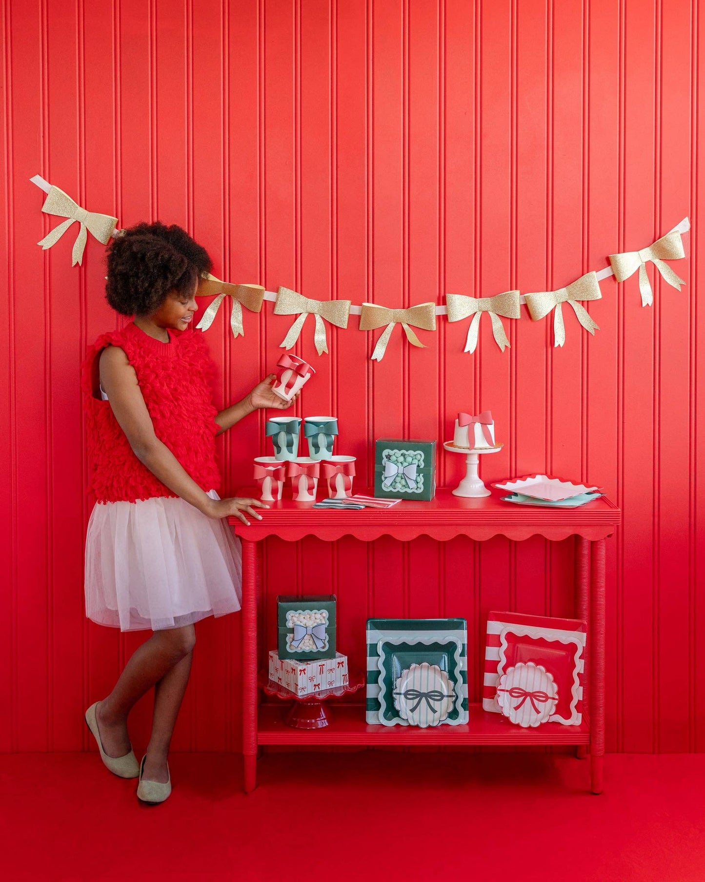 Red and Pink Bow Paper Cups 8ct