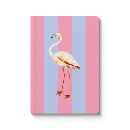 Striped Flamingo Paperback Notebook (A6)