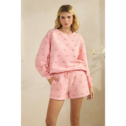 Pink Dachshund/Weiner Dog Printed Shorts S-L