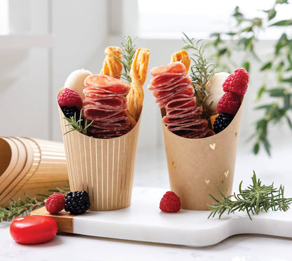 Gold Foil Kraft Dots and Stripes Charcuterie Cups (24ct)
