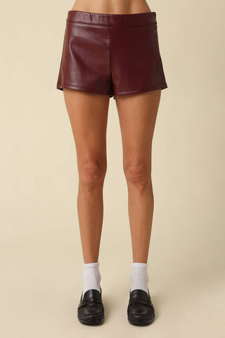 Piper Faux Leather Tailored Shorts: BLACK