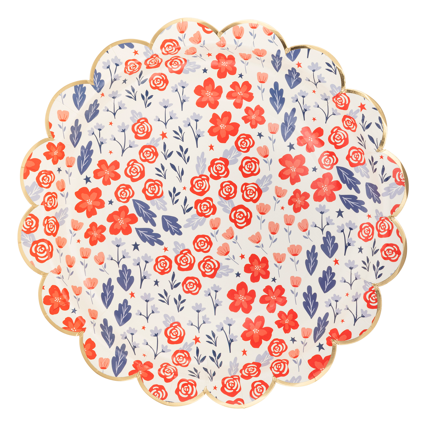 Red & Blue Floral Scatter Paper Plate 12ct