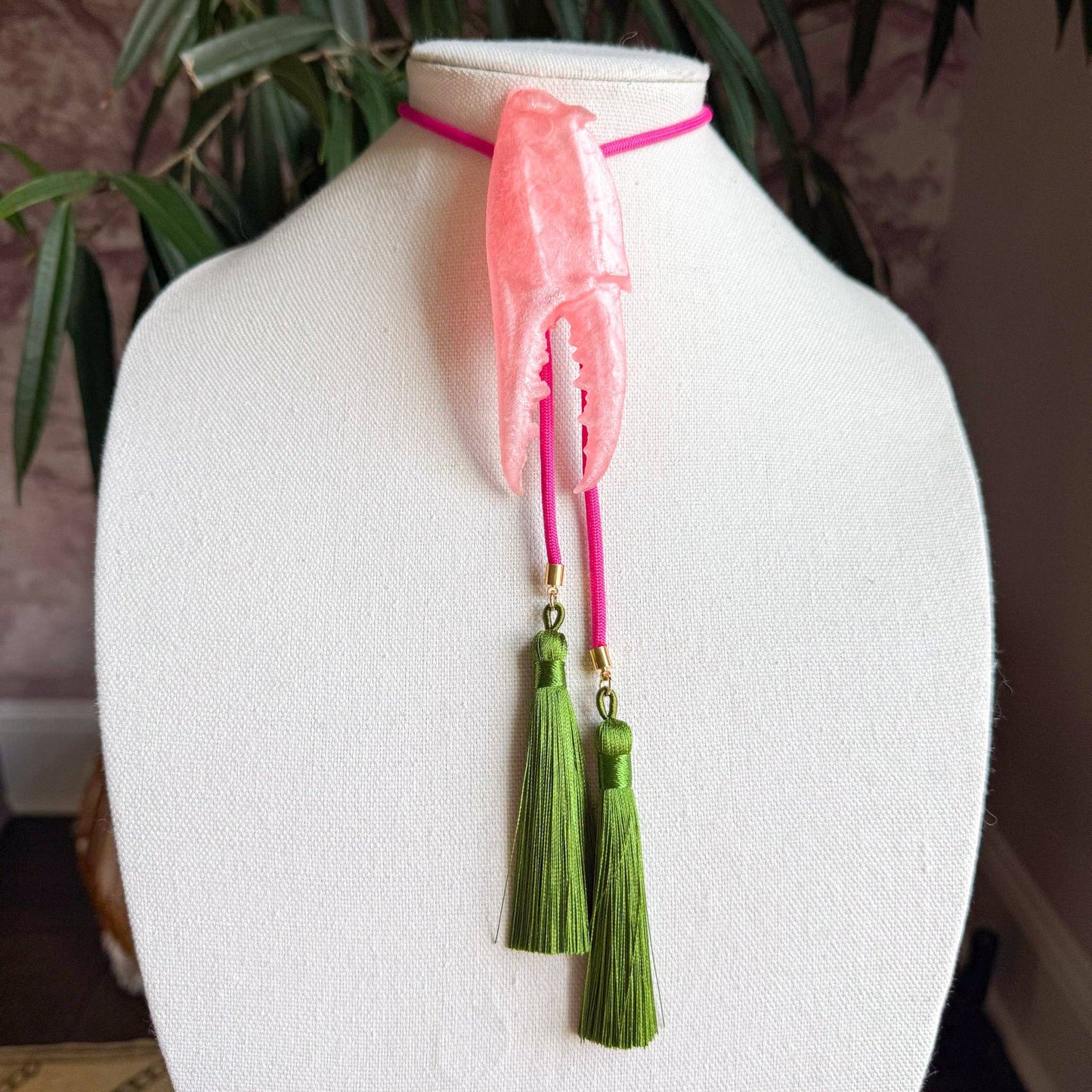 Crab Claw Bolo Quartz Pink with Hot Pink & Olive
