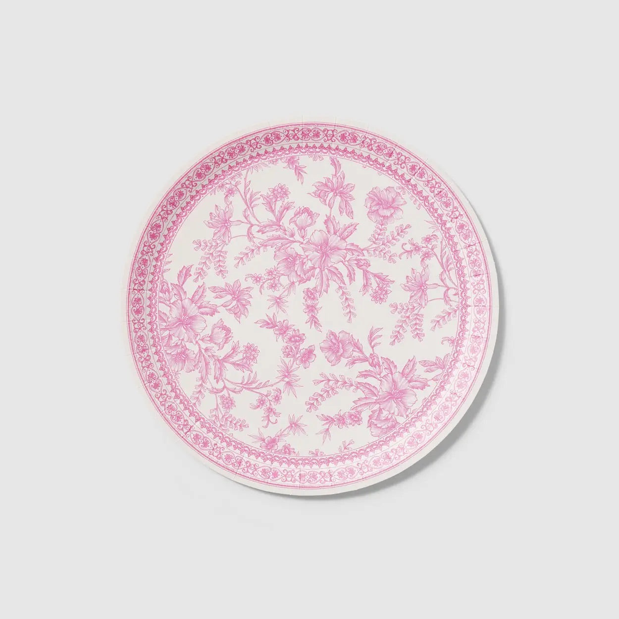 Pink Toile Large Dinner Plates- 10ct