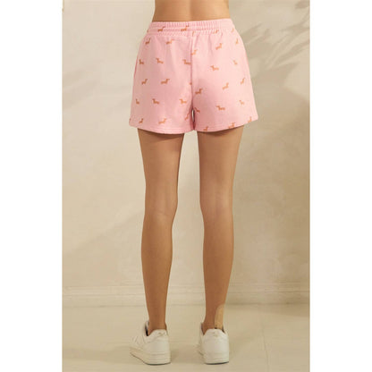 Pink Dachshund/Weiner Dog Printed Shorts S-L