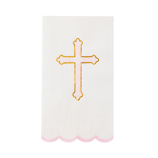 PETAL PINK CROSS GUEST TOWELS