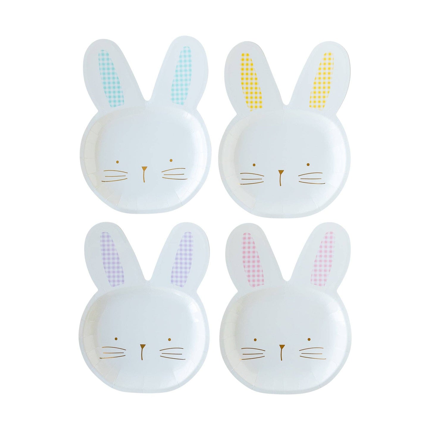 Gingham Bunny Shaped Plate Set 8ct