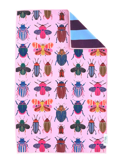 Beetle Club Reversible Hand Towel:19x29in