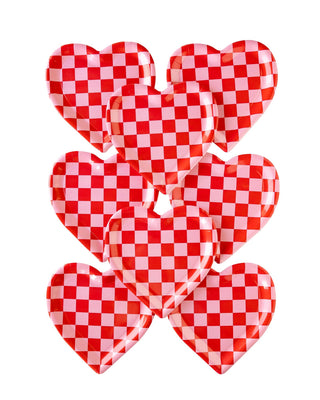Checkered Heart Plates 8ct