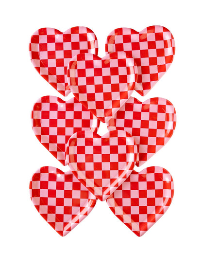 Checkered Heart Plates 8ct