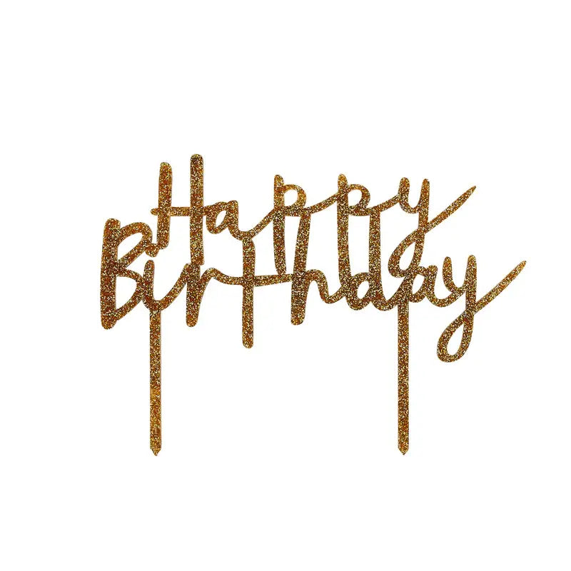 Gold Happy Birthday Acrylic Cake Topper